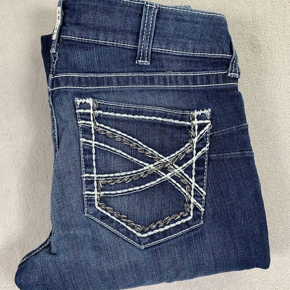 Ariat Jeans Mens 31x31* Blue White Stitching Stretch Denim Western Flare Leg